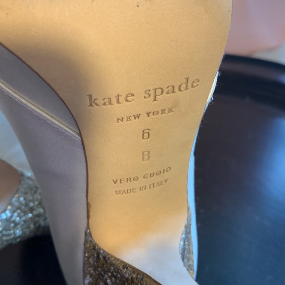 Kate Spade  Ivory / Gold Glitter Heels Pumps - Picture 10 of 15